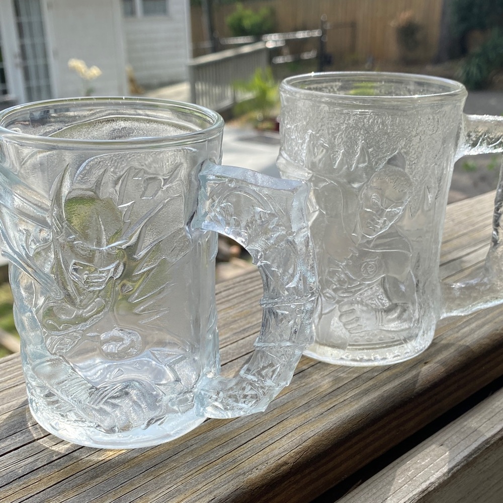 Vintage Batman & Robin Batman Forever McDonalds Glass Mugs